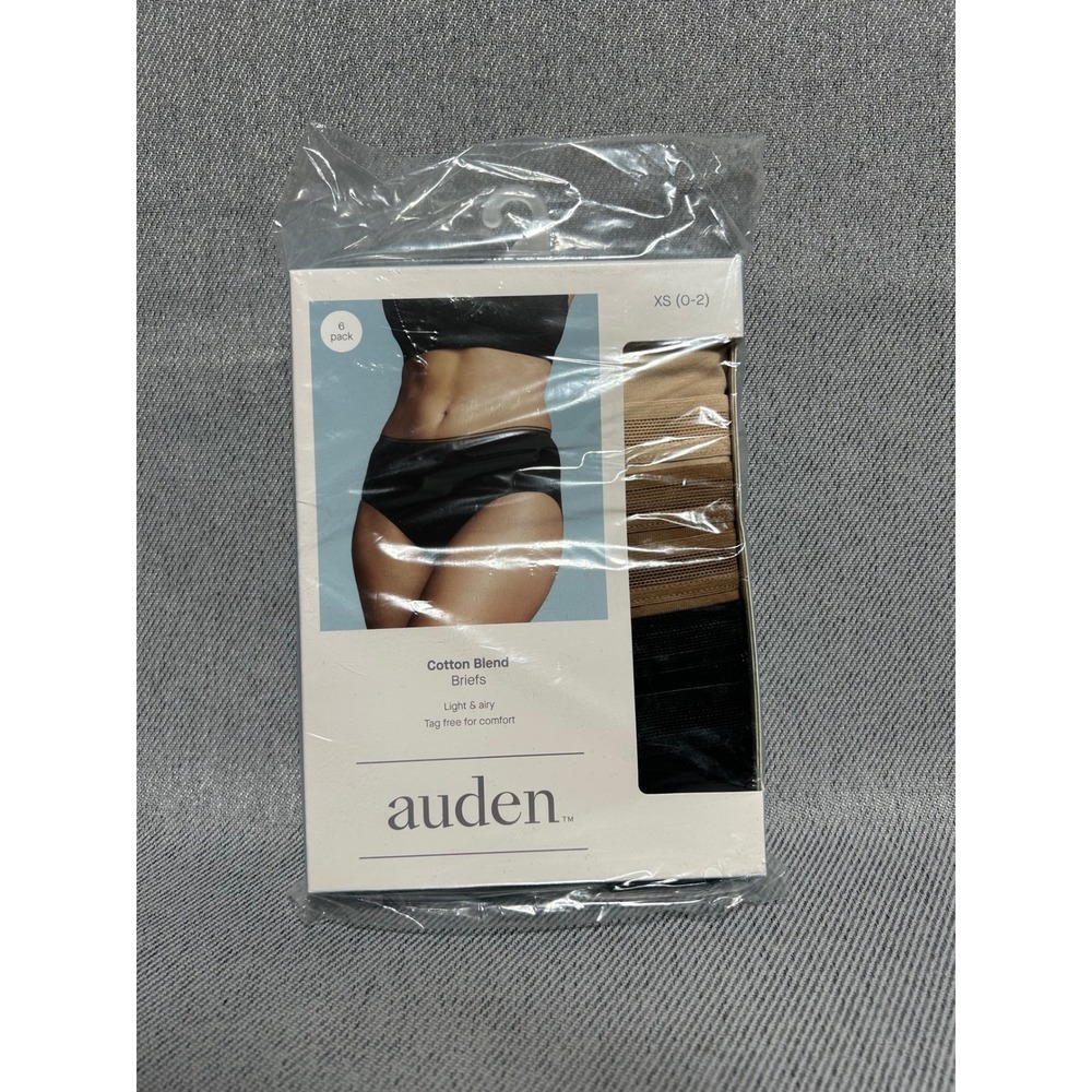 Auden Womens Cotton Blend Briefs 6 Pack XS Multi Color Neutrals Tagless New
